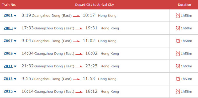 guangzhou east to hung hom Hong Kong