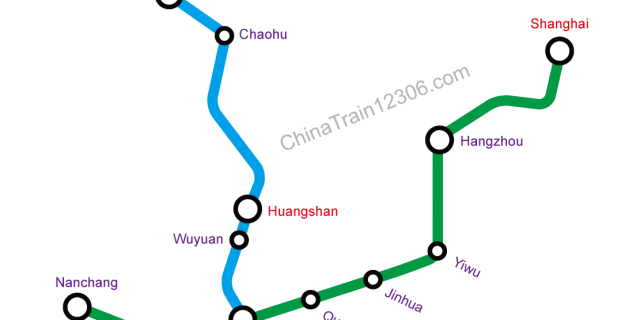 Shanghai - Huangshan Train Travel Map