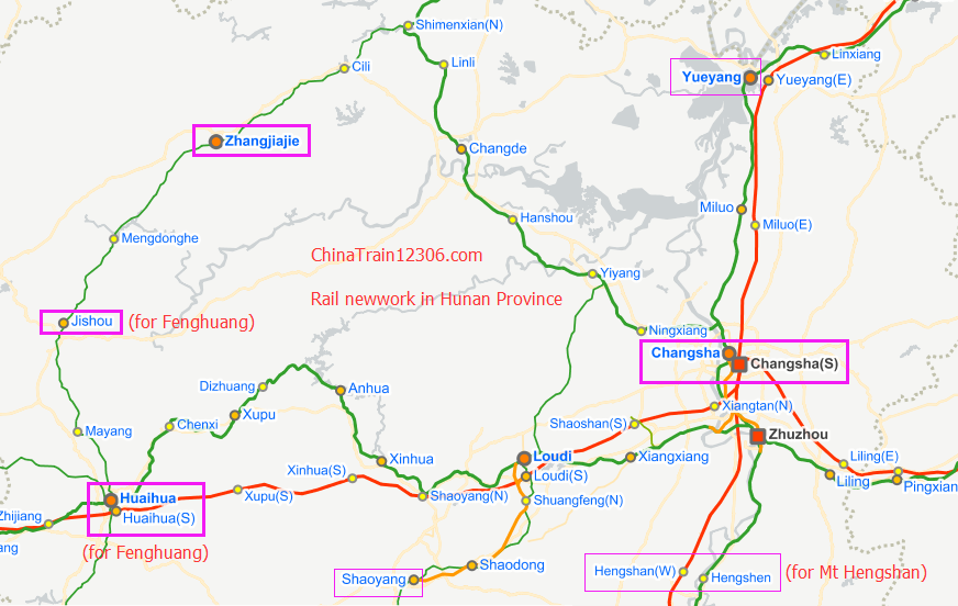 Rail network of Hunan 