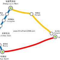 changsha-zhangjiajie-furongzhen-fenghuang-huaihua-rail-map