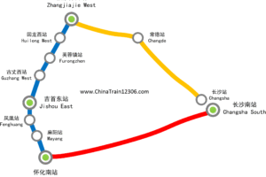 changsha-zhangjiajie-furongzhen-fenghuang-huaihua-rail-map